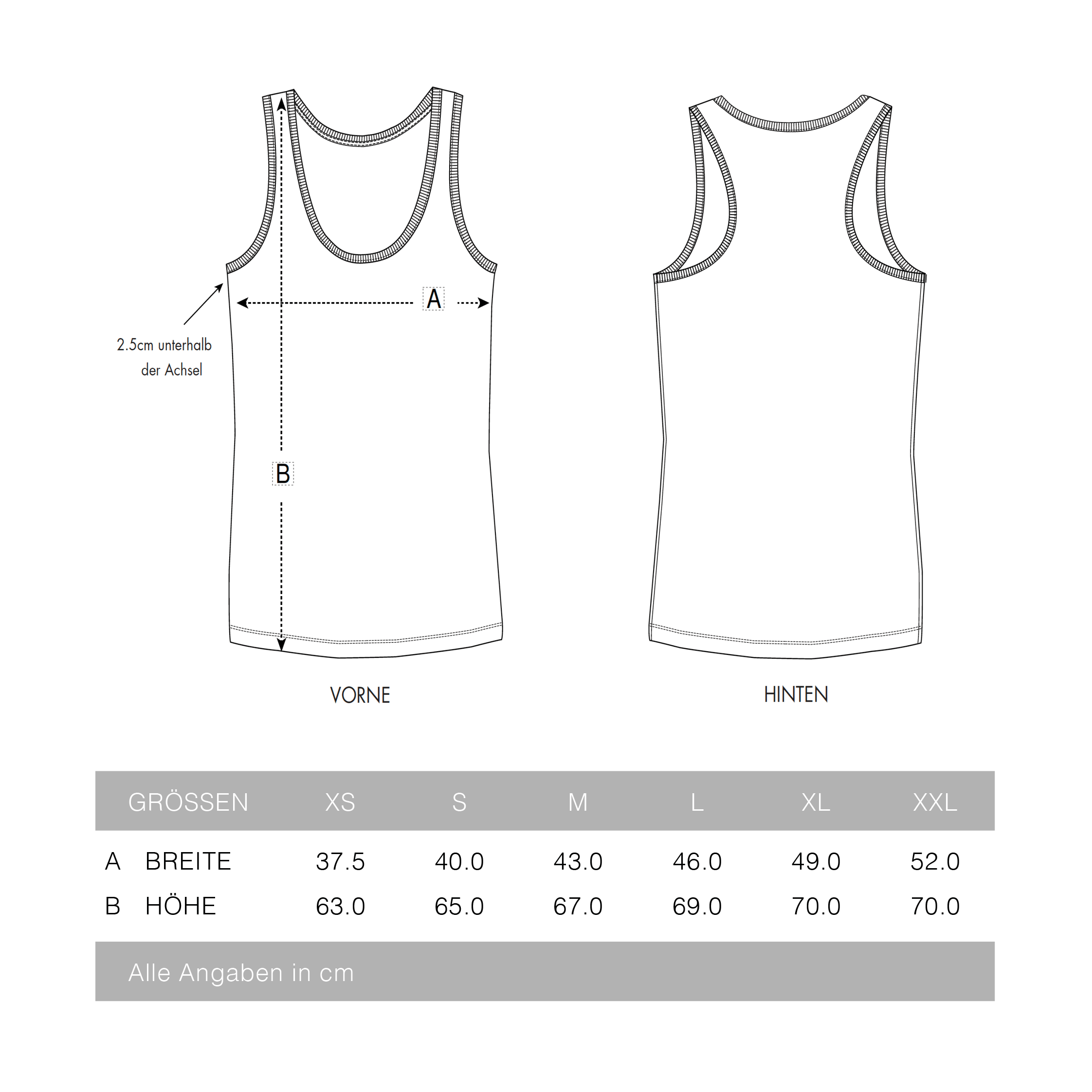 totobi: Größentabelle Damen Tanktop