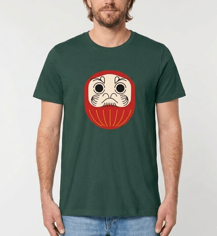Daruma TShirt Grün - Japan Bio Baumwolle