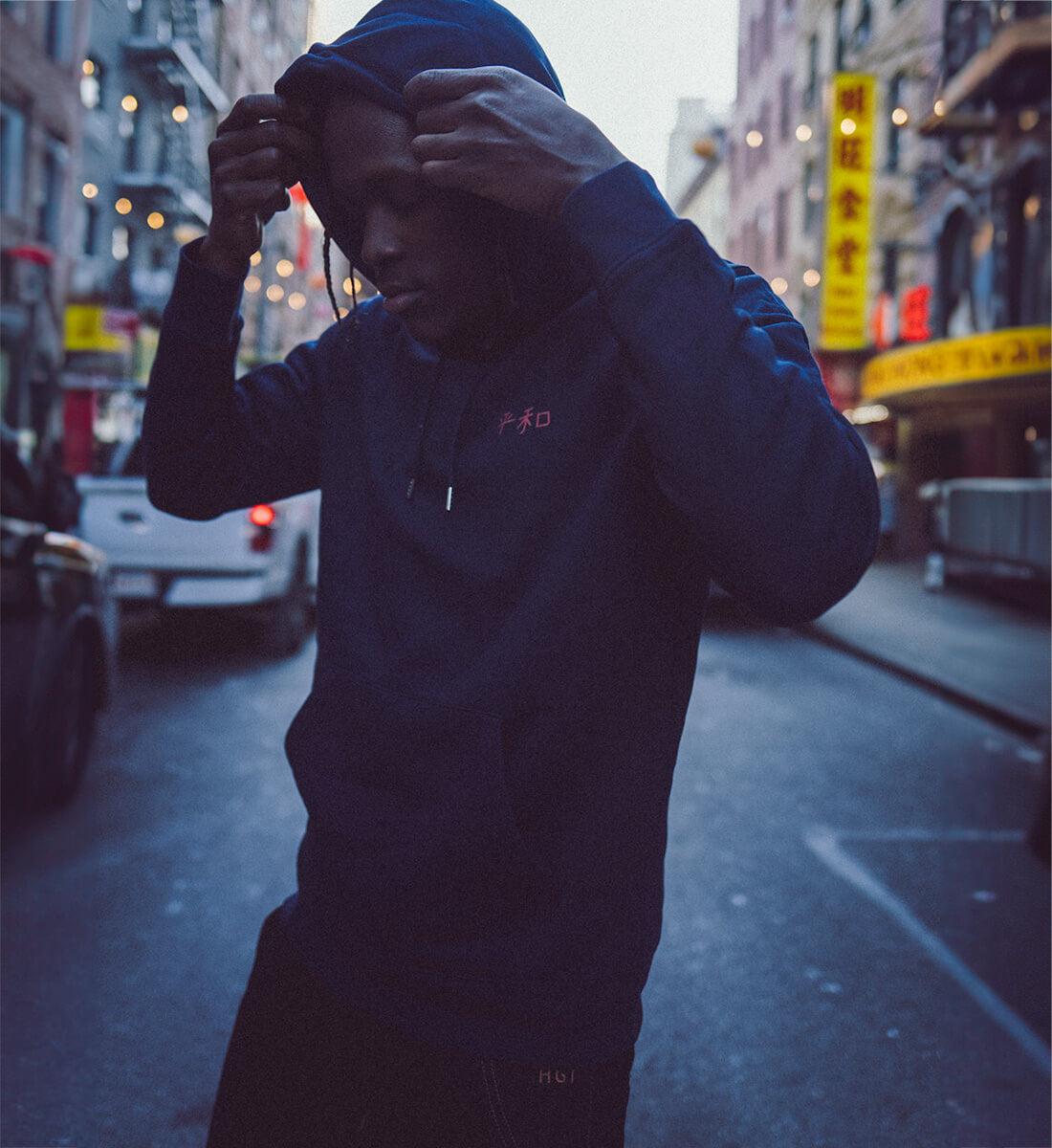 Origami Hoodie Blau