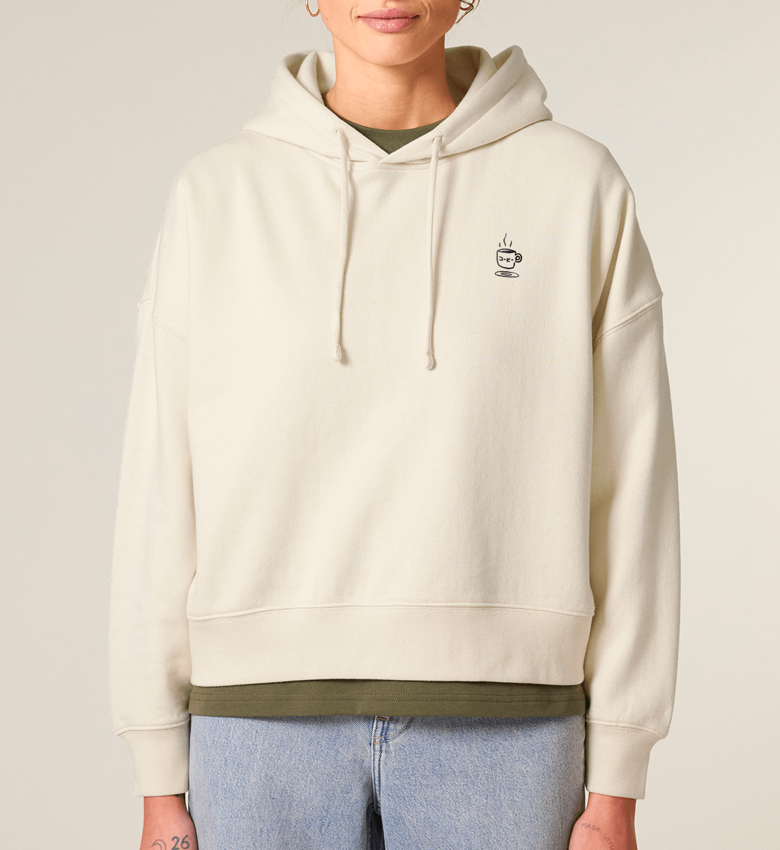 Damen Hoodie Kaffee Katakana
