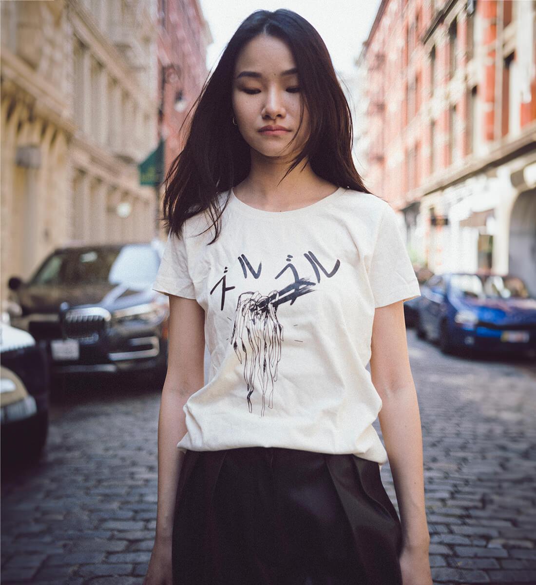 Ramen T-Shirt Damen vintage white