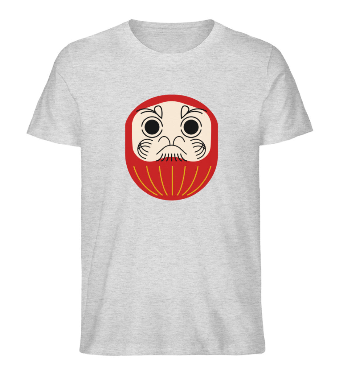 Grau meliertes Organic T-Shirt von totobi.de mit japanischem Glücksbringer Daruma