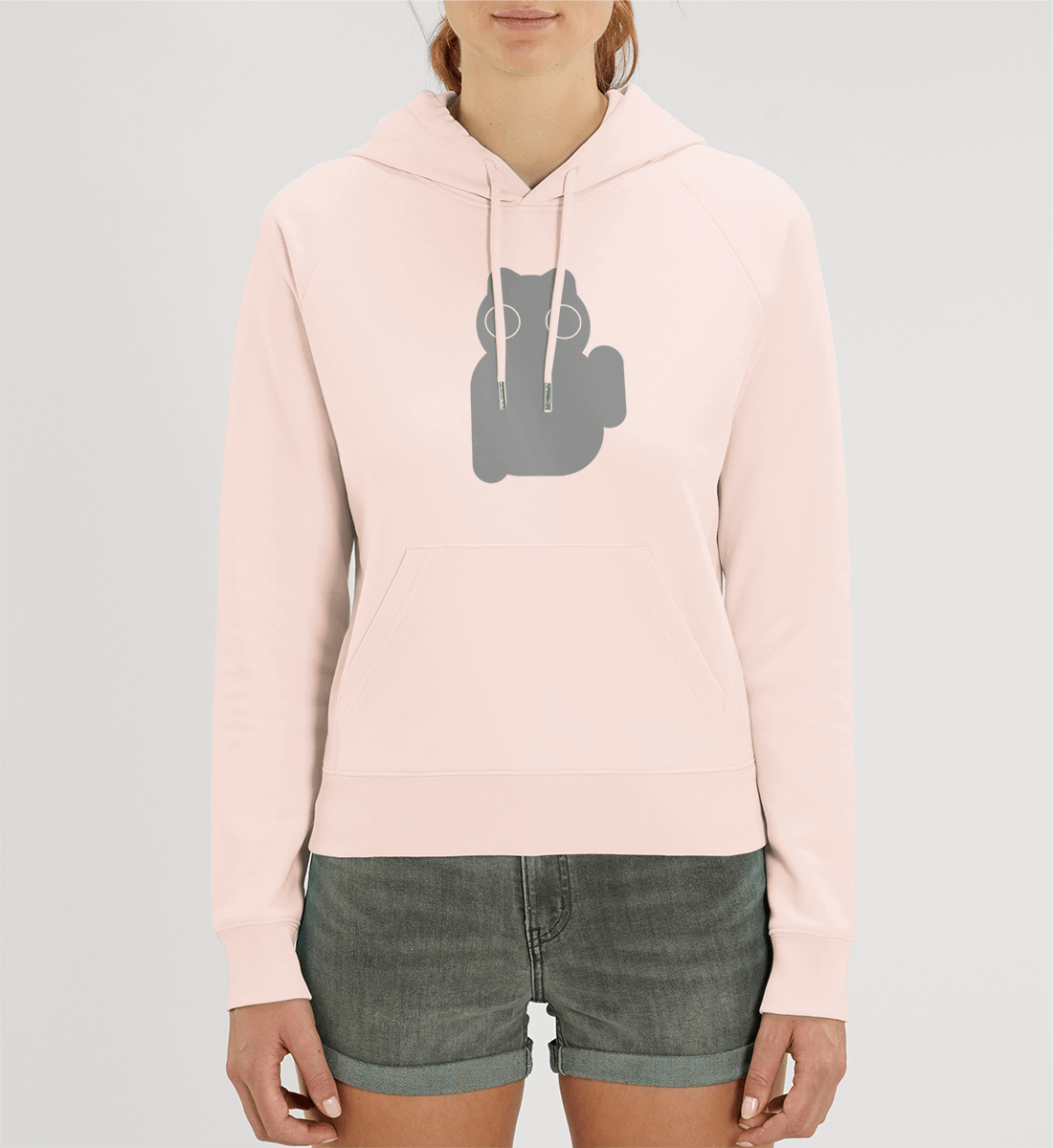 Manekineko No. 1 Grau 招き猫 - Damen Hoodie-rosa -totobi.de