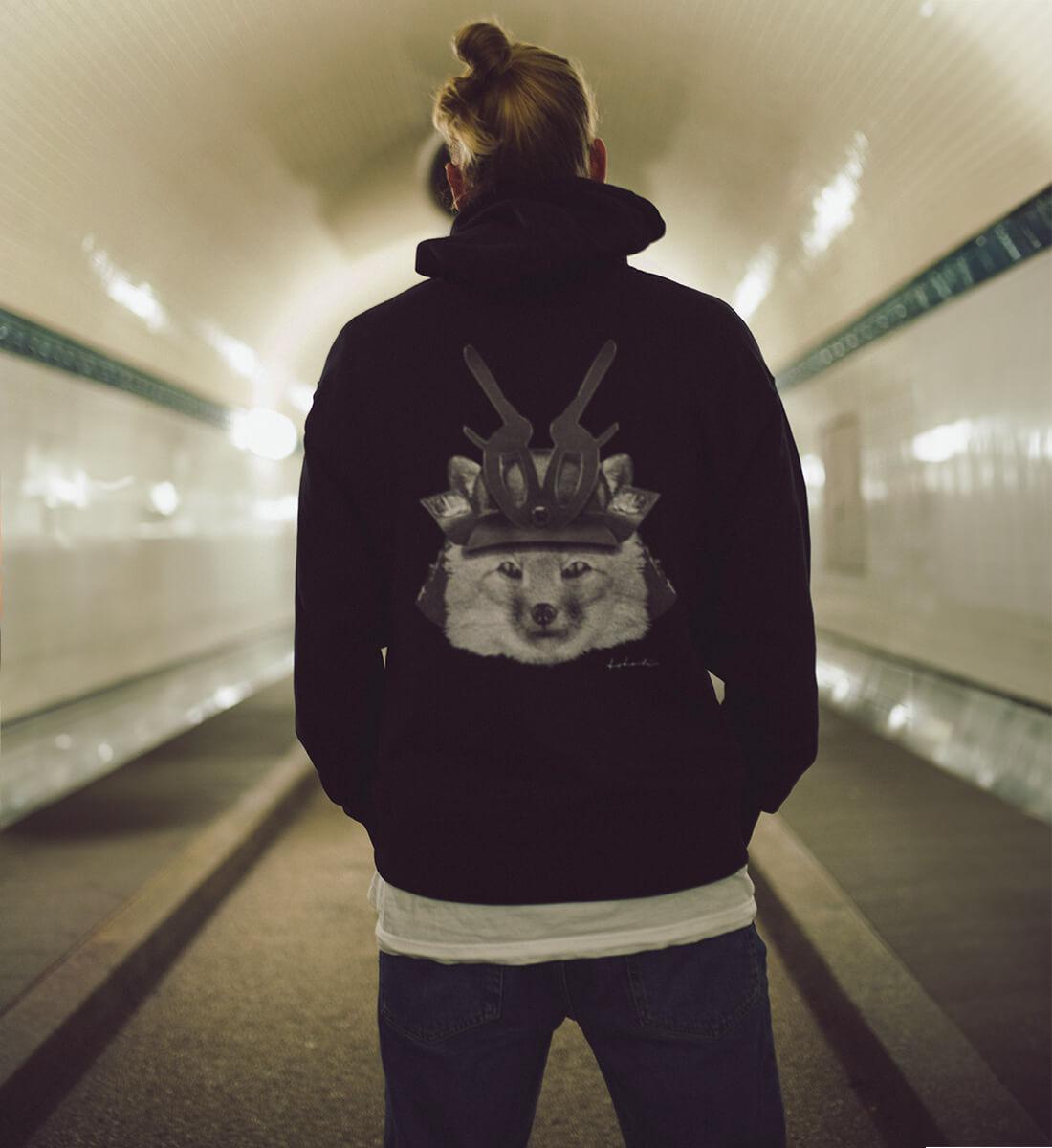 Smurai Fuchs Kitsune Hoodie schwarz