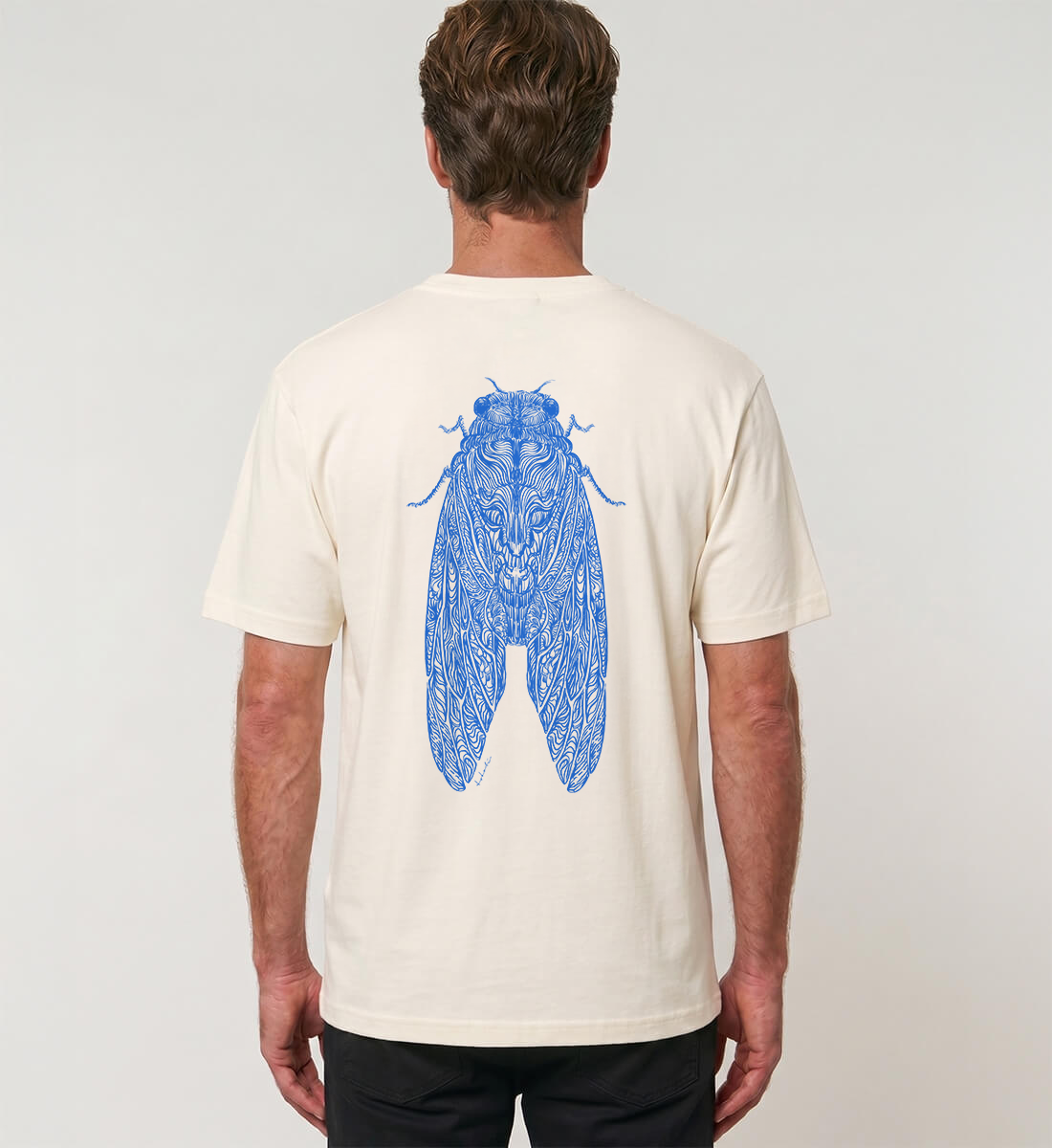 Semi 蝉 (Zikade) T-Shirt im Japanese Tattoo Style – Vintage White